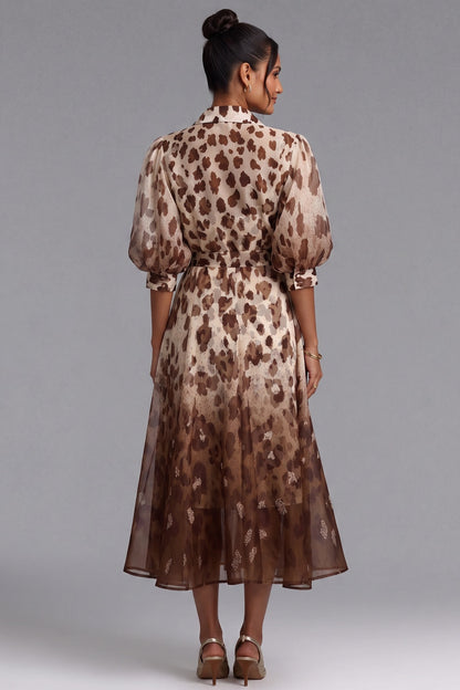 Premium Fabric Leopard Print Midi Dress Premium Fabric - product view 3