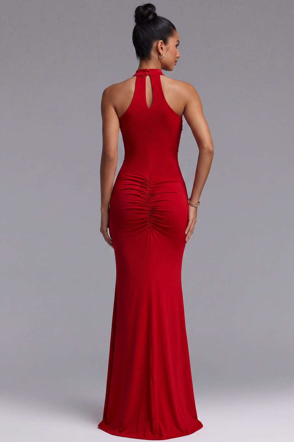 Red Stretch Jersey Mermaid Evening Gown red stretch jersey evening gown - product view 5