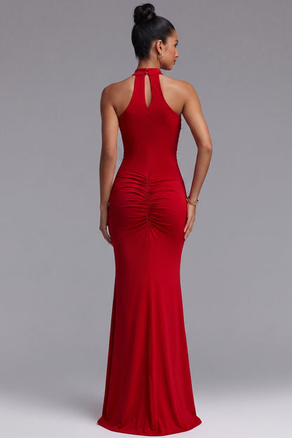 Red Stretch Jersey Mermaid Evening Gown red stretch jersey evening gown - product view 5