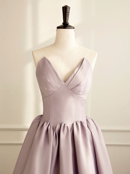 A-line Satin Pink Long Prom Dress