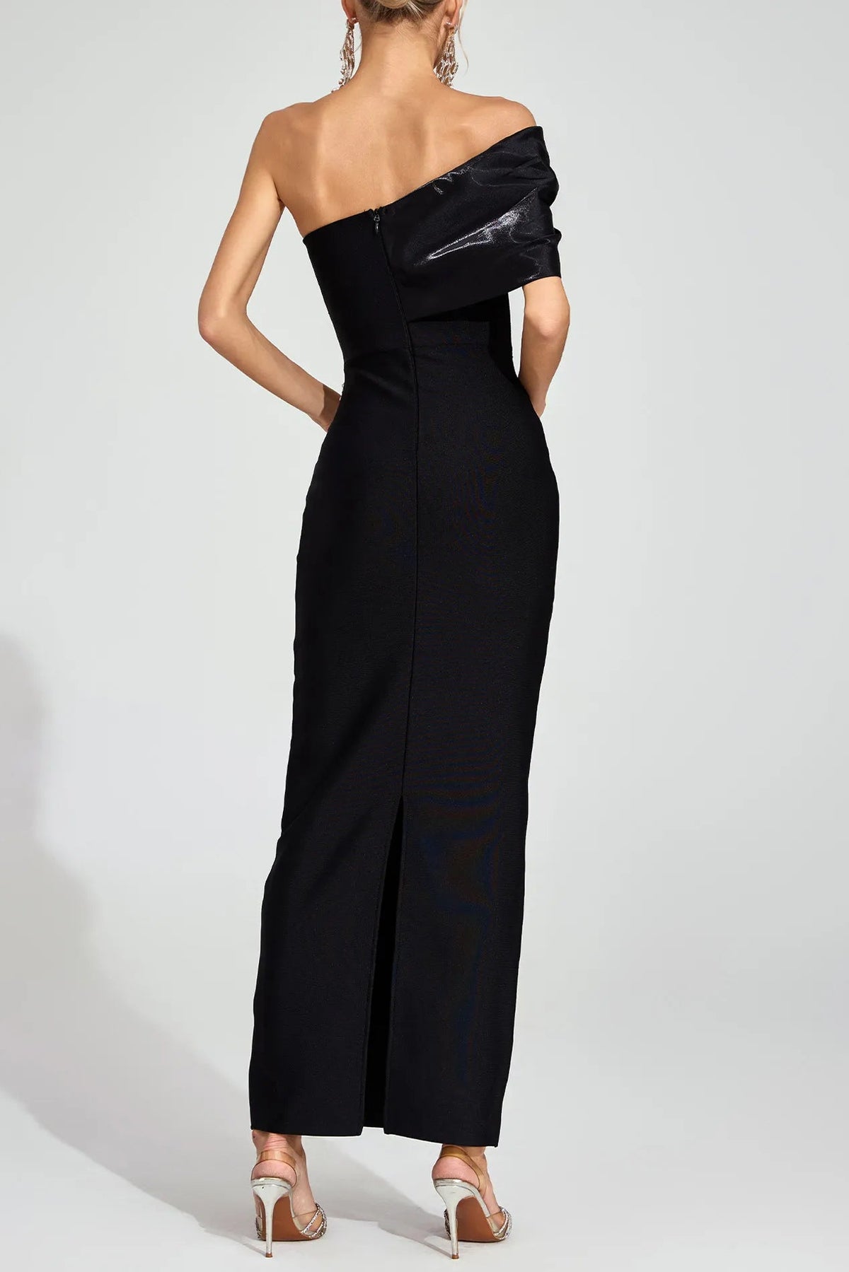 xaviera Black Diamond Bandage strapless maxi Dress
