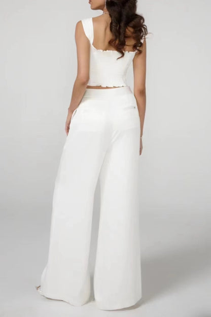 BOW-EMBELLISHED TWO-PIECE SUIT IN WHITE