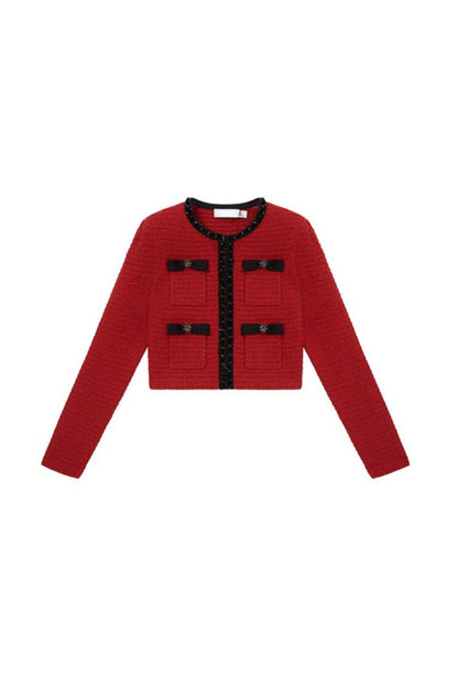 RED KNIT CARDIGAN