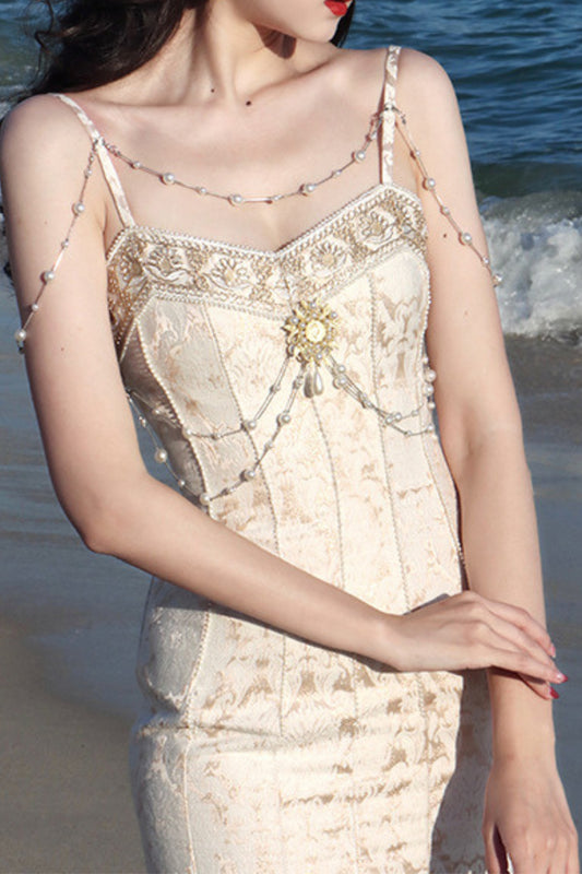 Pearl embellished mermaid midi dress