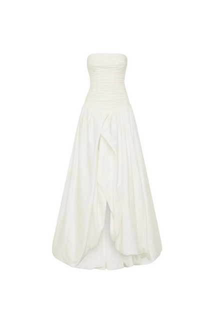 nancy Bubble Hem Maxi Dress in ivory