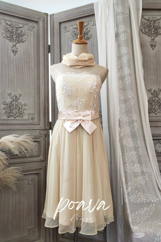 Chiffon strapless midi dress