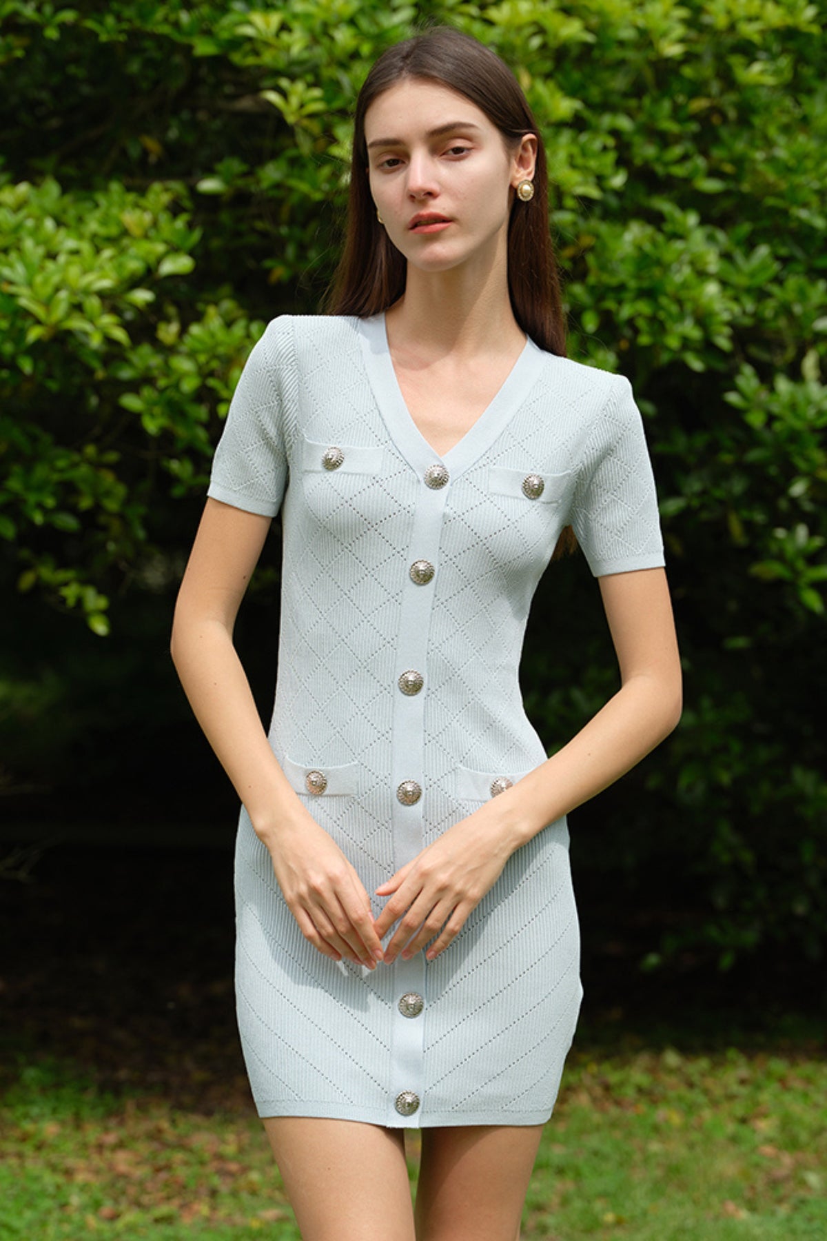 Knit Bandage mini dress in blue