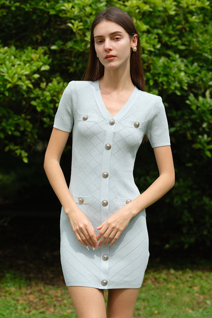 Knit Bandage mini dress in blue
