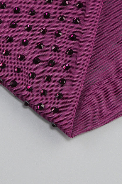 Bandage mini Embellished dress in purple