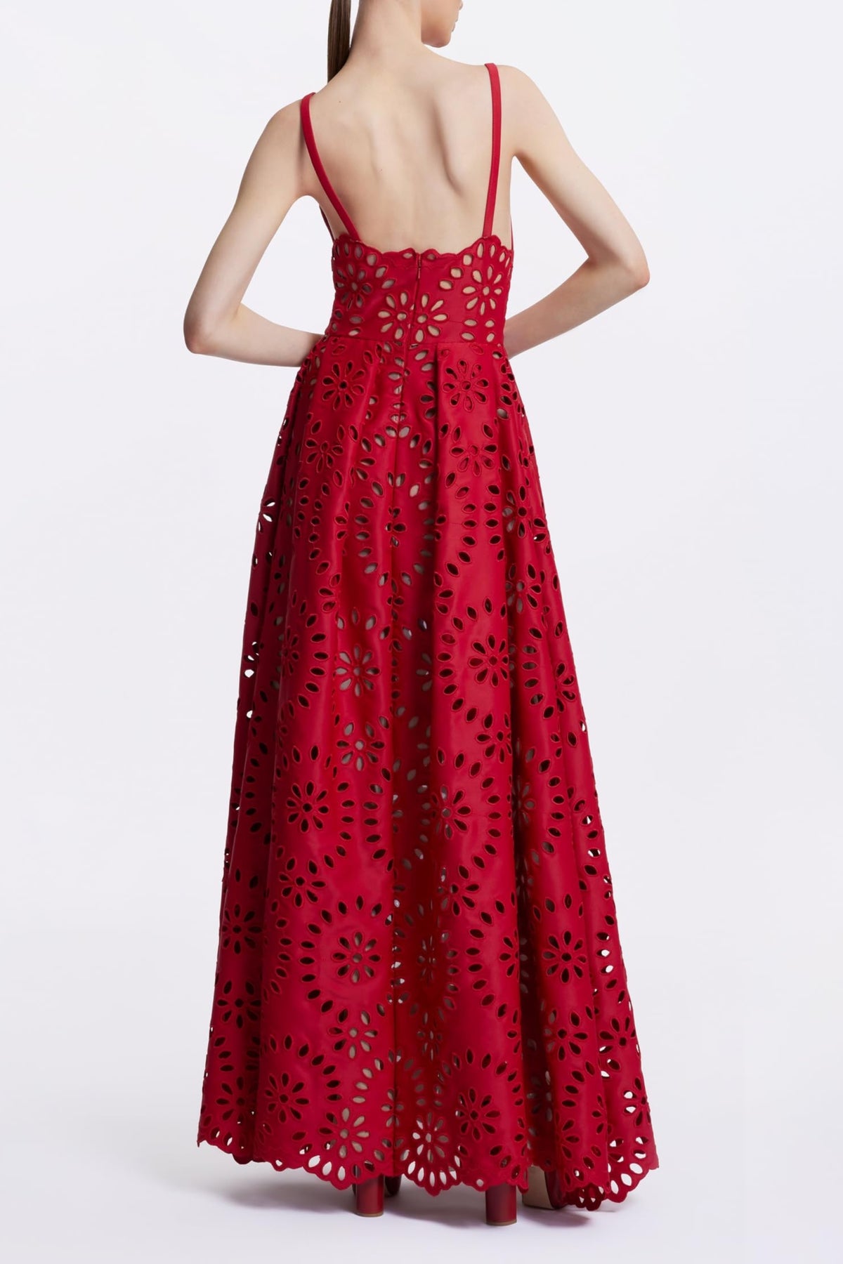 Cutout out backless maxi dresses in red