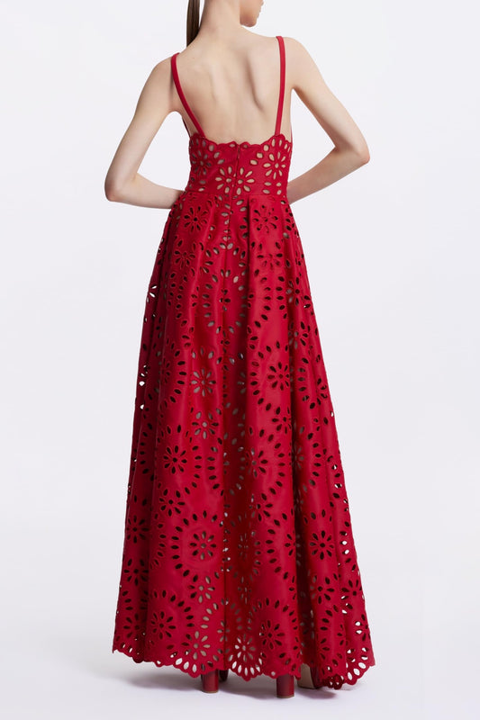 Cutout out backless maxi dresses in red