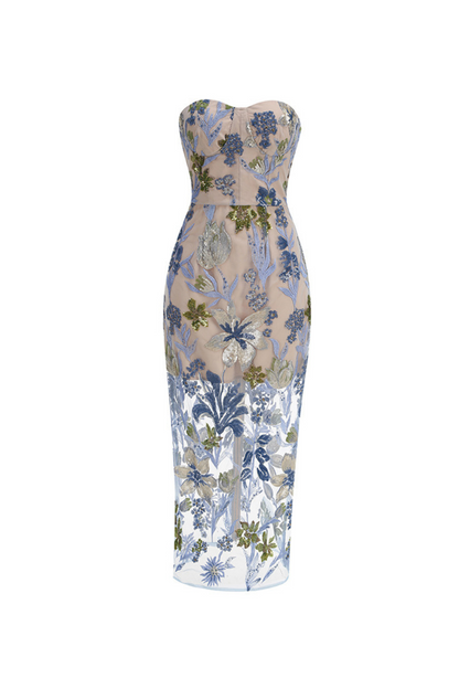 Dahlia Baby Blue Multi Maxi Dress