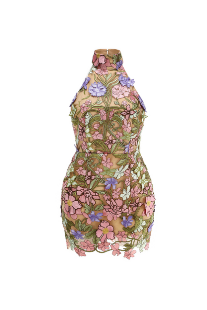 ursula floral print Halter Neck Mini Dress