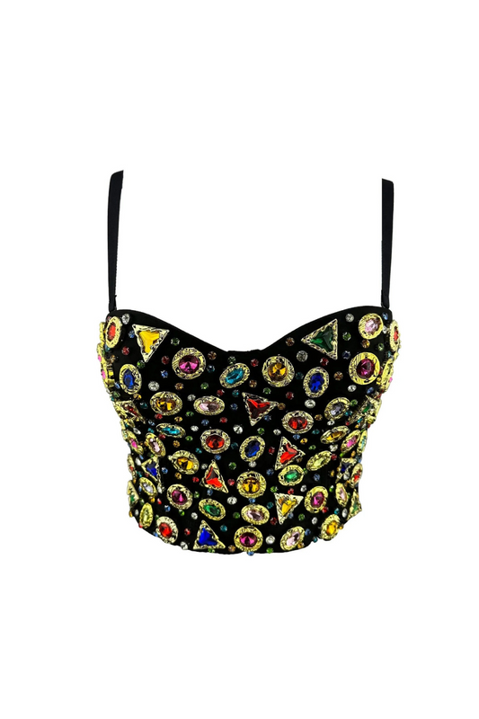 Colorful Stones Short Waist Corset