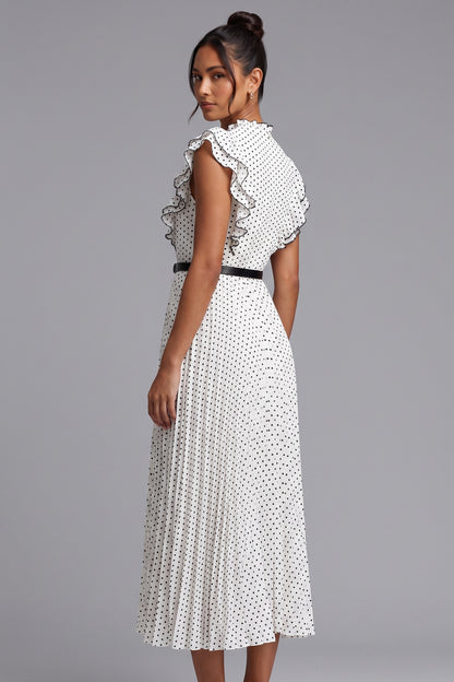 Polka Dot Ruffle Sleeve Midi Dress Premium Fabric - product view 4