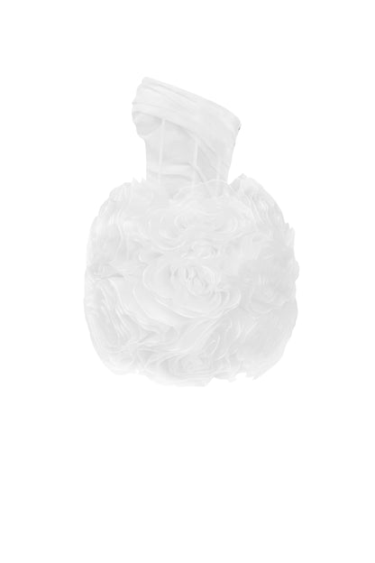 georgia Appliquéd organza white mini dress