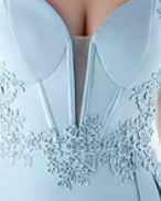 Light Blue Lace-Up Back Floor-Length Evening Gown