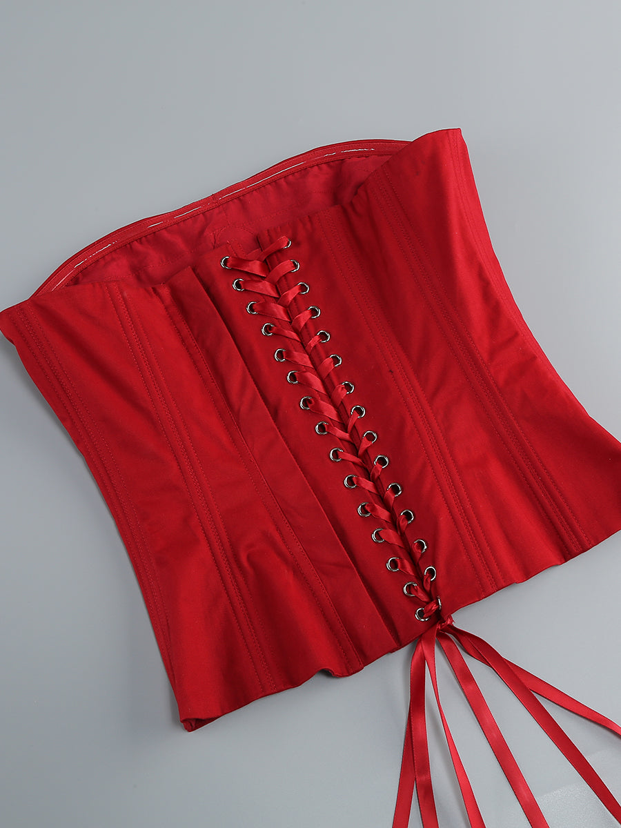 Clegg Red Corset Flower Two-Piece Set - red