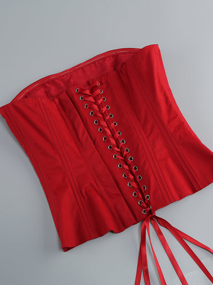 Clegg Red Corset Flower Two-Piece Set - red