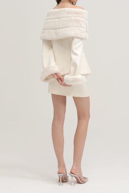fur jacket & skirt matching set