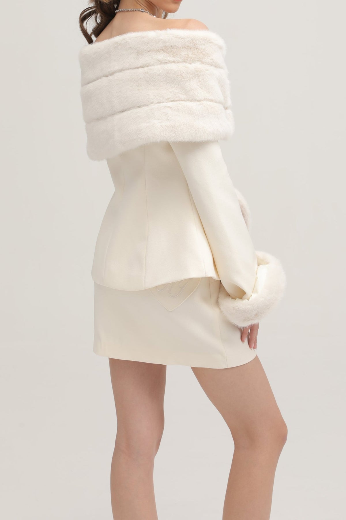 fur jacket & skirt matching set