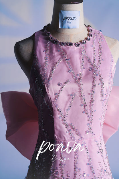 Embellished bow sequin mini dresses