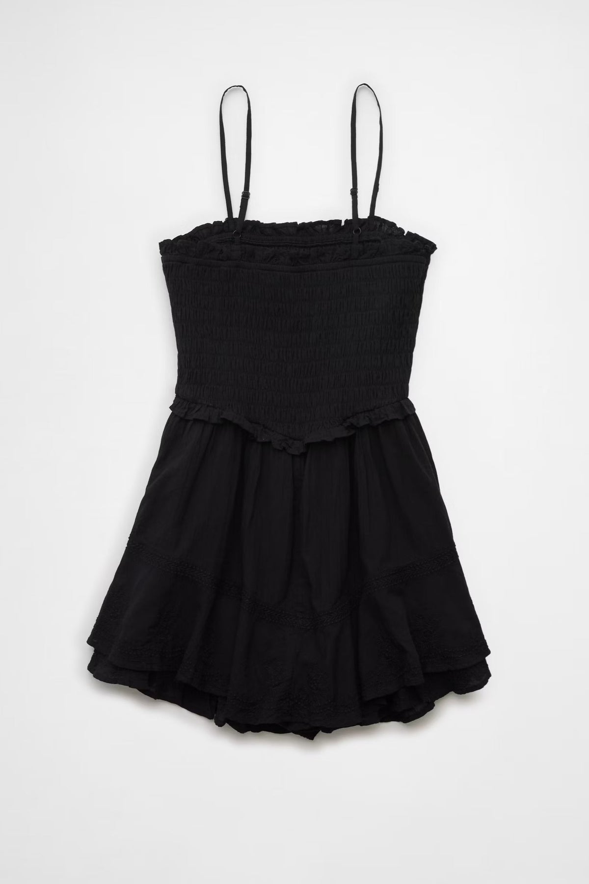 Ruffle Tiered Romper mini dress in black