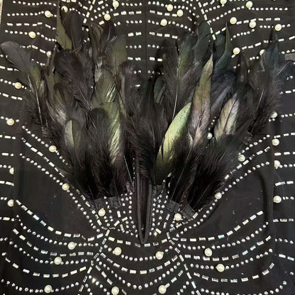STRAPLESS FEATHER PEARL MINI DRESS
