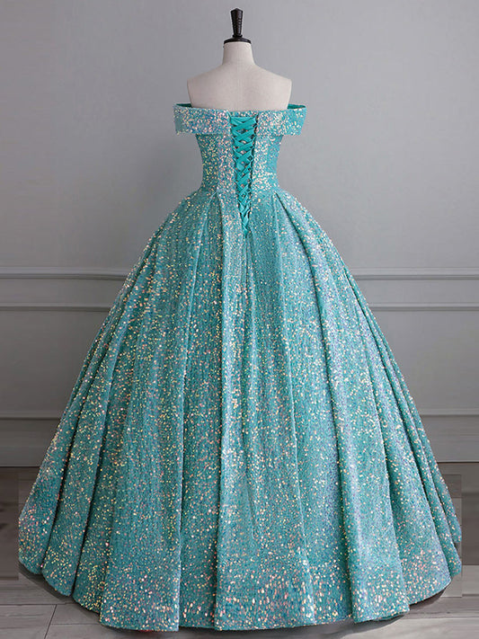 Blue Velvet Sequin Long Prom Dress