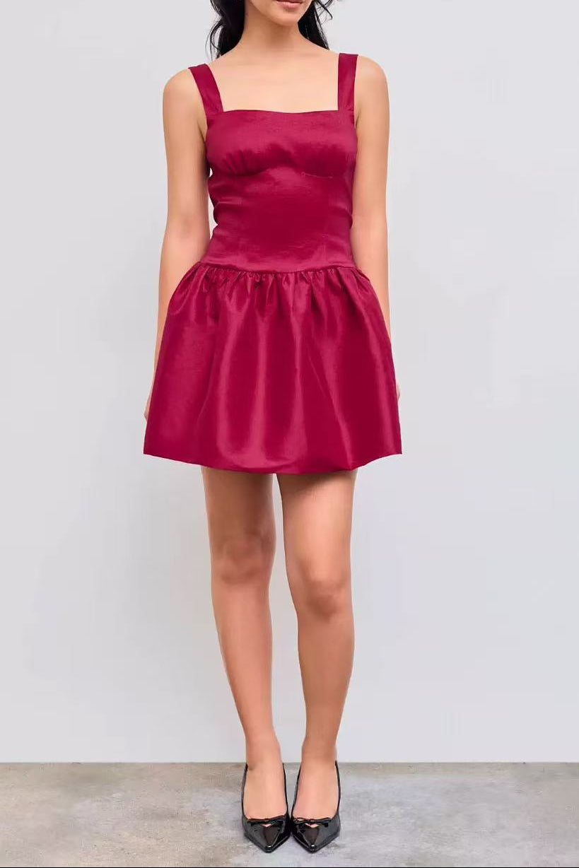 camisole waist slim sleeveless mini dress in red