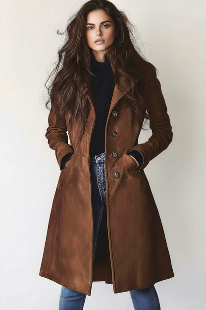 Button Up Long Sleeve Trench Coat