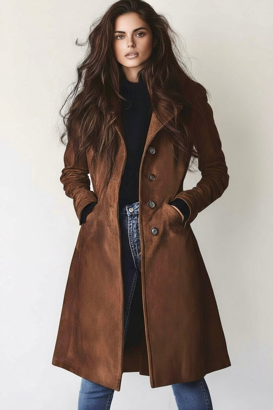 Button Up Long Sleeve Trench Coat