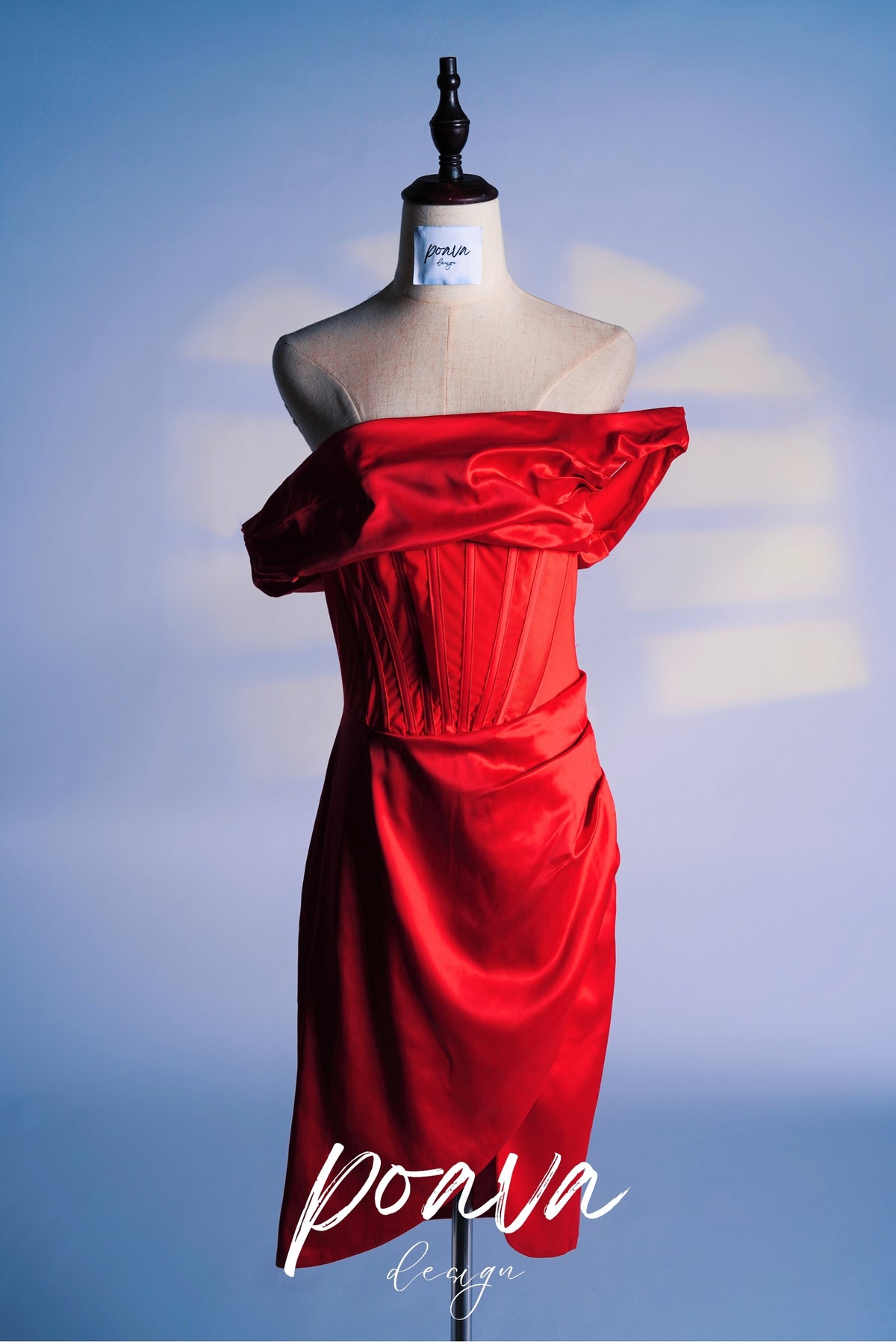 Satin ruffle red mini dresses