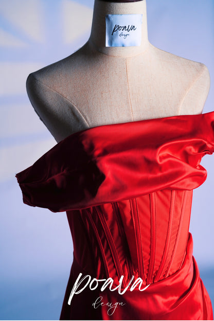 Satin ruffle red mini dresses