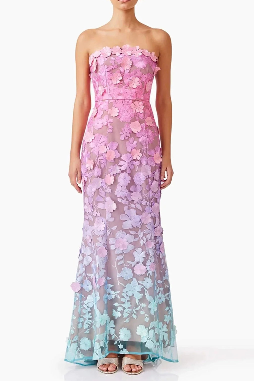 Off-Shoulder Sleeveless Gradient Dress