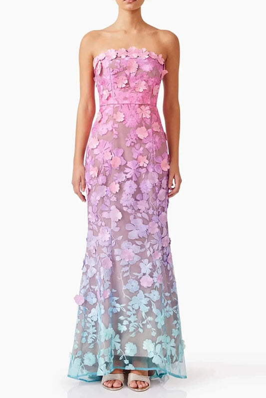 Off-Shoulder Sleeveless Gradient Dress