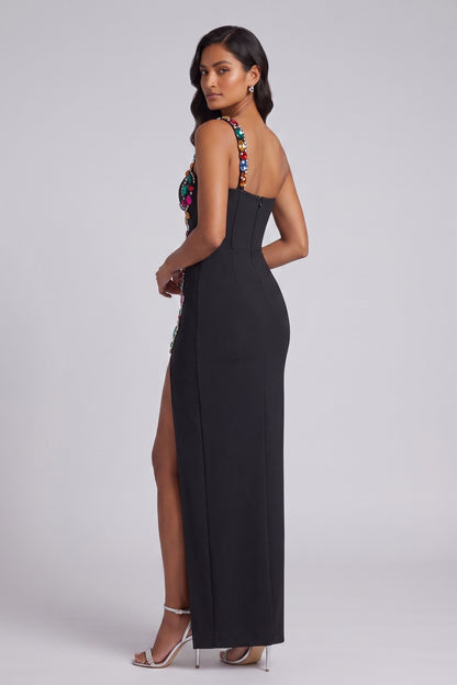 black heavy stretch knit column gown black heavy stretch knit gown - product view 3