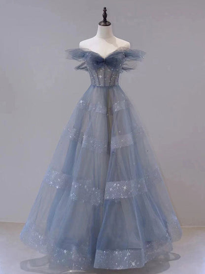 Blue tulle sequin dress