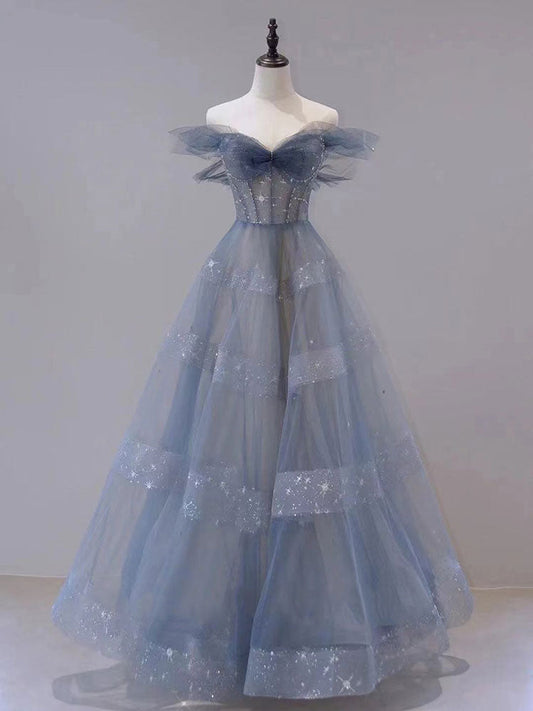 Blue tulle sequin dress