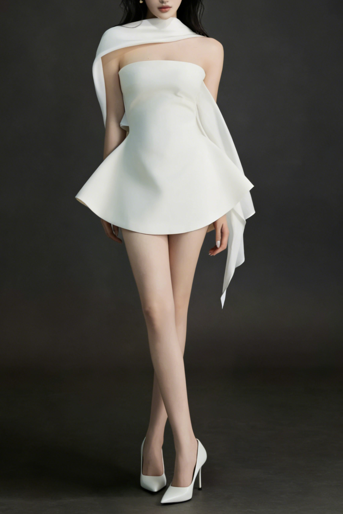 Calwa Scarf Strapless Flare Mini Dress