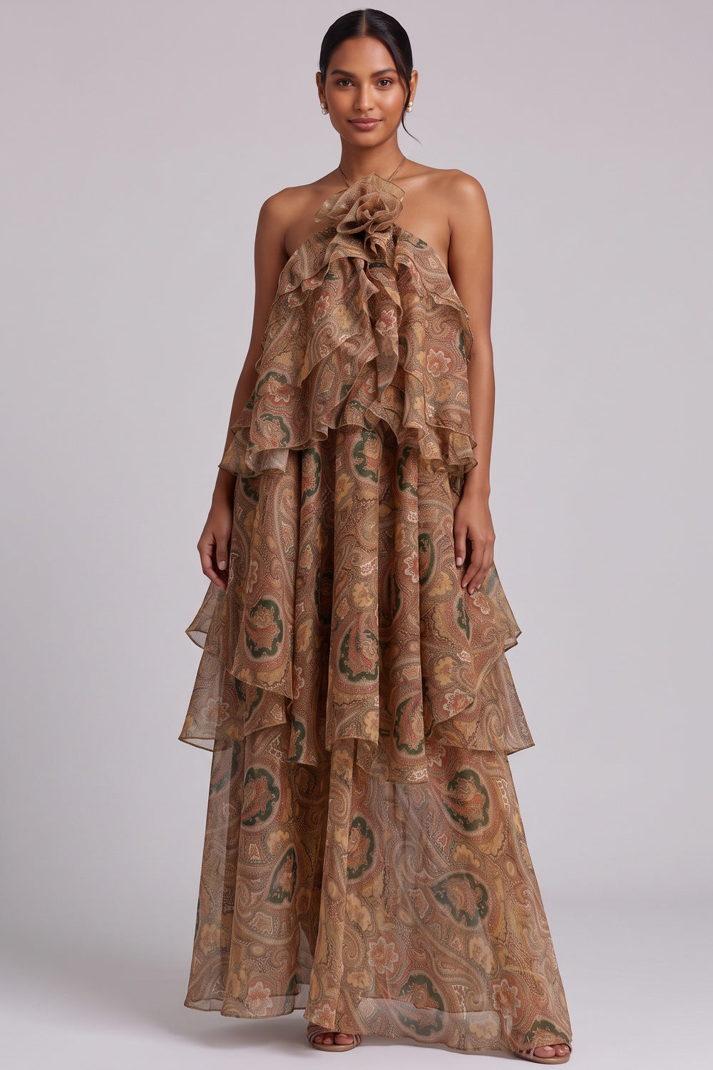 Paisley Ruffle Maxi Dress Premium Fabric - product view 4