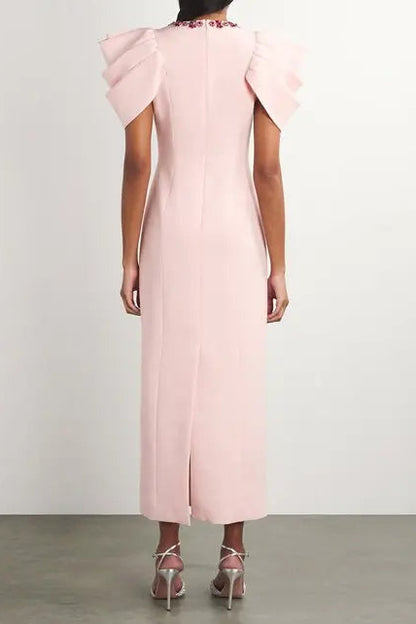 roxanne crystal-embellished crepe bodycon gown in pink