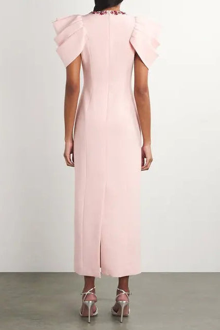 roxanne crystal-embellished crepe bodycon gown in pink