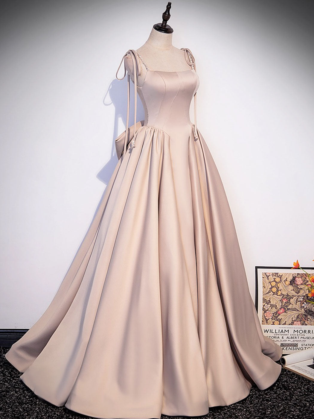 Champagne A-Line Satin Dress