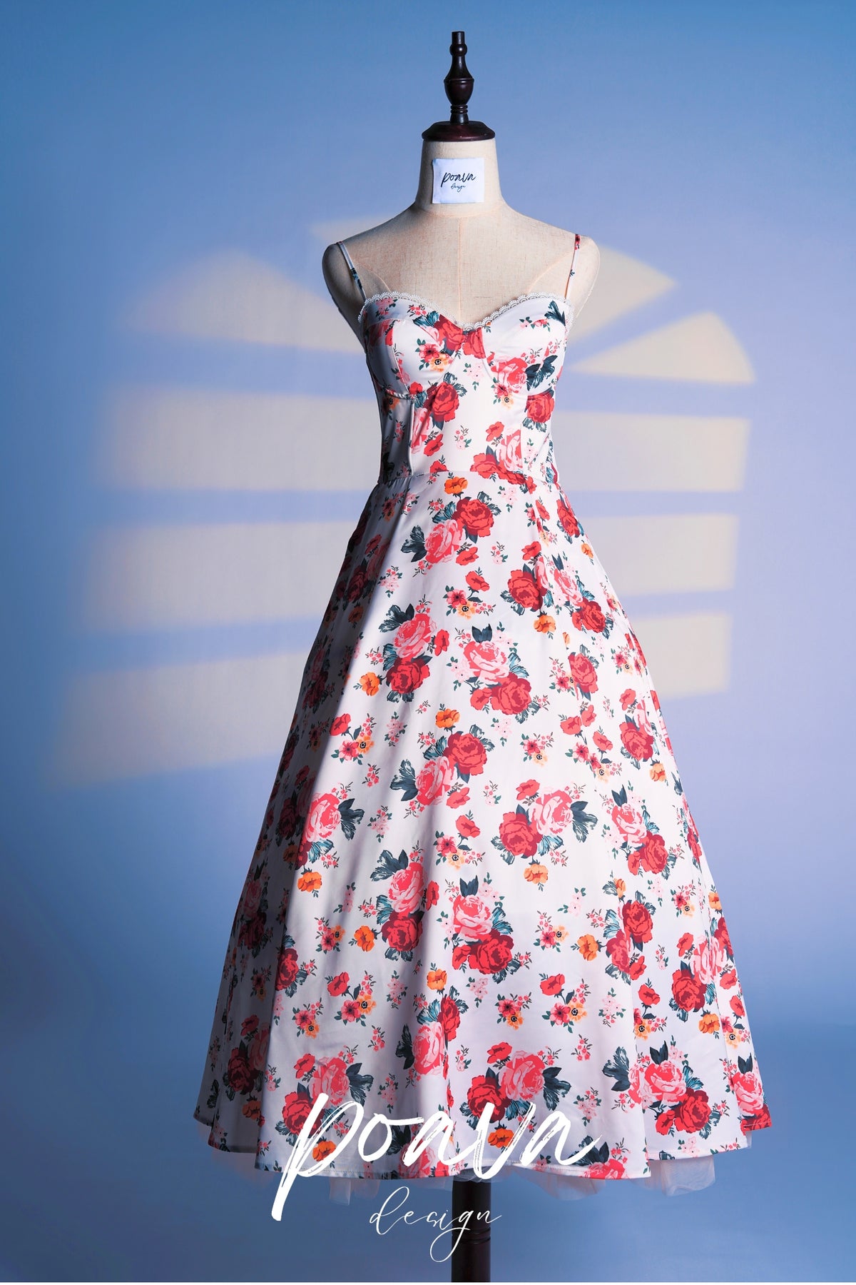 VINTAGE FLORAL PRINT COTTON BUSTIER TULLE DRESSES