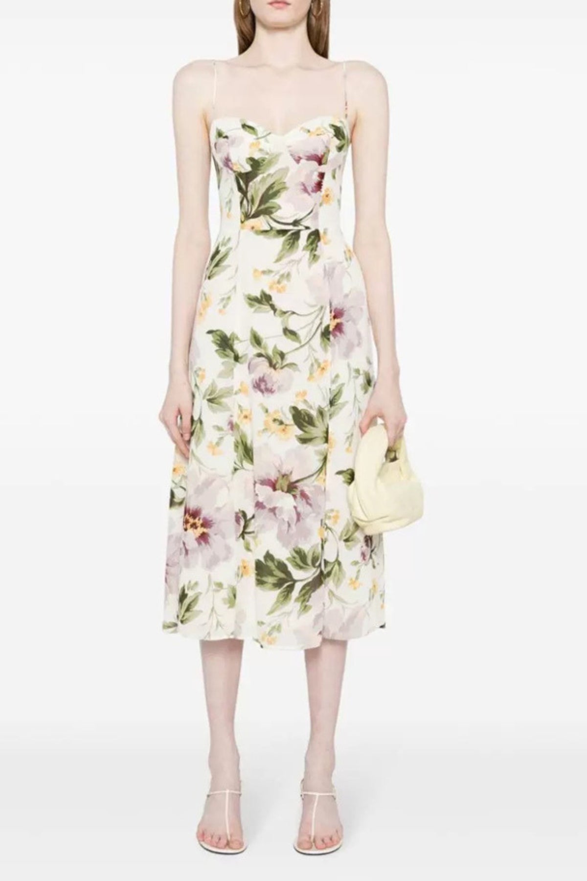 Stain floral strappy midi dress