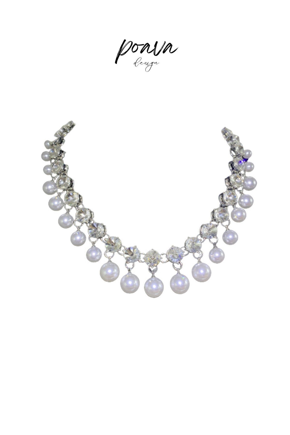 crystal-embellished necklace with pearls