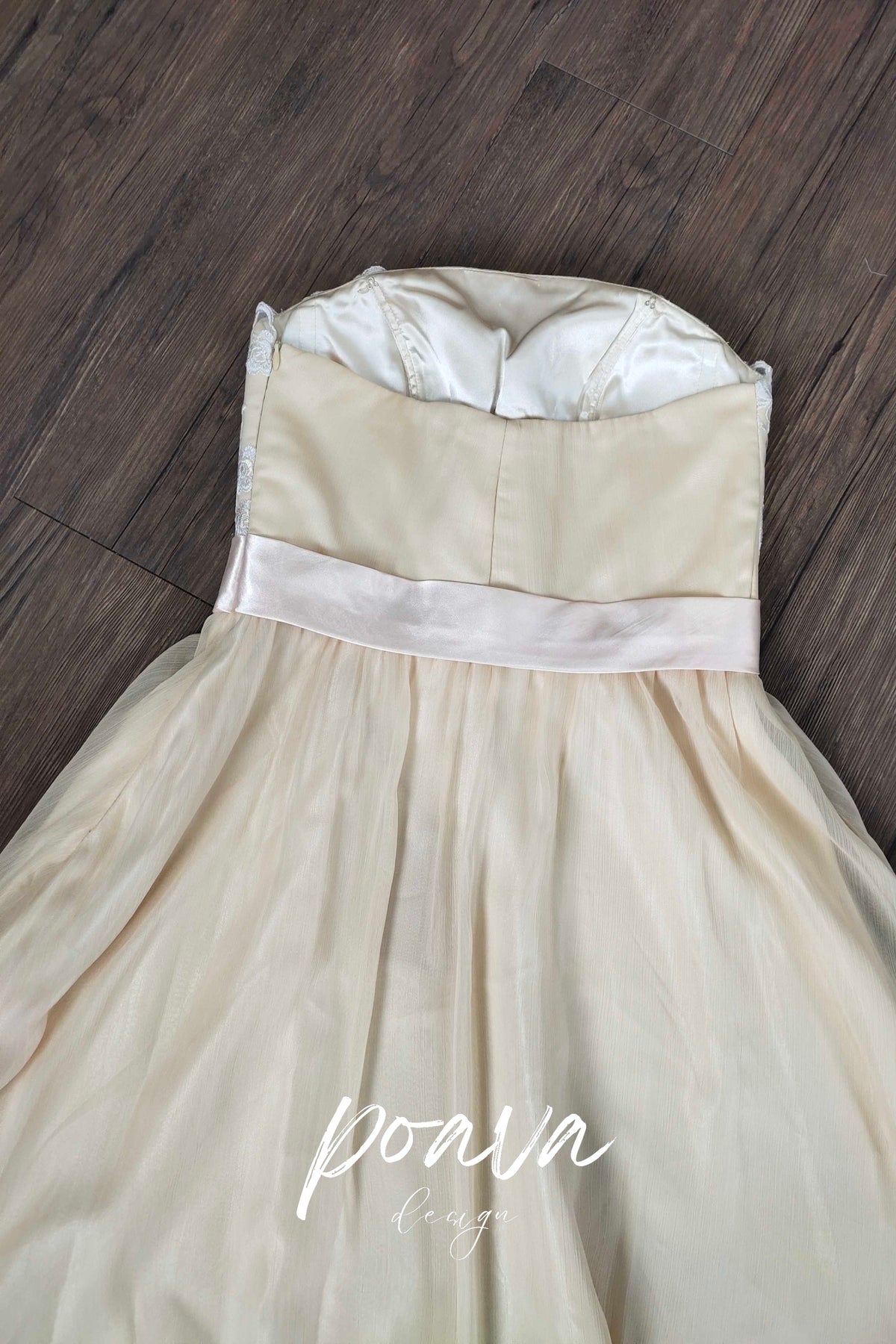 Chiffon strapless midi dress
