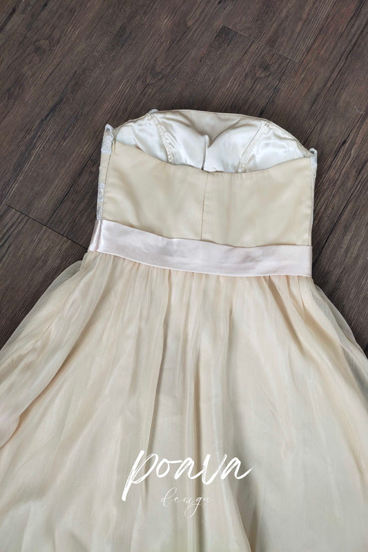 Chiffon strapless midi dress