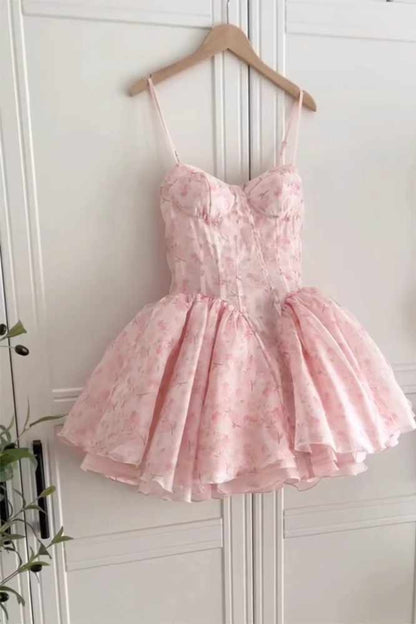 flower printed mini dress in pink